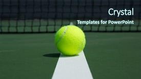  Presentation with net - Cool new PPT theme with tennis ball close up near the net backdrop and a wine colored foreground