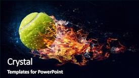  Presentation with tennis - Audience pleasing slide deck consisting of tennis ball in fire backdrop and a black colored foreground