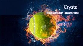 Presentation with fire ball - Cool new presentation theme with tennis ball in fire backdrop and a navy blue colored foreground