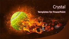  Presentation with fire ball - Slide deck featuring tennis ball in fire background and a wine colored foreground