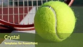  Presentation with tennis - Presentation theme featuring tennis ball near the racket background and a tawny brown colored foreground