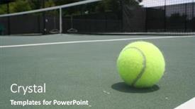  Presentation with court - Amazing presentation design having tennis ball on a court with the net in the background backdrop and a gray colored foreground