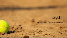  Presentation with beach ball sand dunes - Slide deck with tennis ball on a sandy background and a gold colored foreground