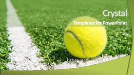  Presentation with tennis - PPT theme having tennis ball on grass background and a seafoam green colored foreground