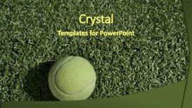  Presentation with tennis - Audience pleasing theme consisting of tennis ball on green grass backdrop and a tawny brown colored foreground