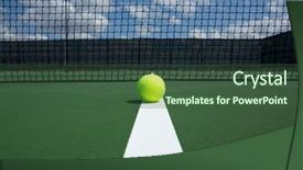  Presentation with lawn tennis a hard court - PPT layouts having tennis ball on the court background and a  colored foreground