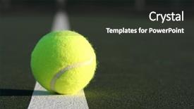  Presentation with court - Presentation theme featuring tennis ball on the court background and a dark gray colored foreground