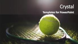  Presentation with tennis - PPT layouts with tennis ball with racket background and a dark gray colored foreground