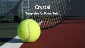  Presentation with tennis - Slide set having tennis ball with the racquet background and a ocean colored foreground