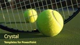  Presentation with tennis - Presentation theme consisting of tennis balls and racket background and a tawny brown colored foreground