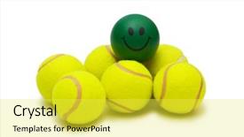  Presentation with tennis - Theme having tennis balls and smilie isolated background and a yellow colored foreground