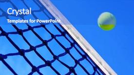  Presentation with court - PPT theme enhanced with tennis balls on court background and a cobalt blue colored foreground