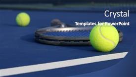  Presentation with court - Colorful theme enhanced with tennis balls on the court backdrop and a ocean colored foreground