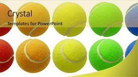  Presentation with tennis ball in the corner - Audience pleasing slide set consisting of tennis balls set isolated backdrop and a yellow colored foreground