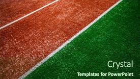  Presentation with court - Beautiful PPT theme featuring tennis-court-close-up-background backdrop and a forest green colored foreground