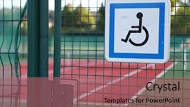  Presentation with access - Audience pleasing theme consisting of tennis courts with barrier-free backdrop and a violet colored foreground