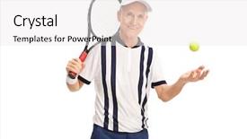  Presentation with tennis - Audience pleasing PPT layouts consisting of tennis layer holding a racket backdrop and a white colored foreground