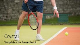  Presentation with tennis - Presentation theme with tennis player about to serve background and a soft green colored foreground