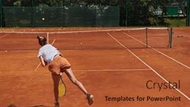  Presentation with precision - Presentation theme consisting of tennis-player-focuses-intently-perfecting background and a red colored foreground