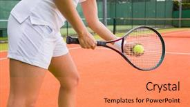  Presentation with tennis - PPT theme with tennis player getting ready background and a coral colored foreground