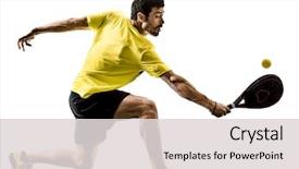  Presentation with tennis - PPT layouts enhanced with tennis player isolated on white background and a light gray colored foreground