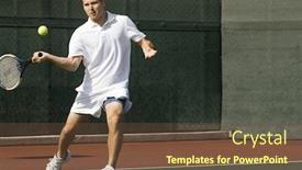  Presentation with tennis - Presentation theme having tennis-player-swinging-tennis-racket background and a tawny brown colored foreground