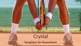  Presentation with tennis ball in the corner - Beautiful PPT theme featuring tennis player waiting tennis ball backdrop and a coral colored foreground