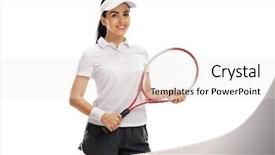  Presentation with tennis - Theme consisting of tennis player with a racket background and a sky blue colored foreground