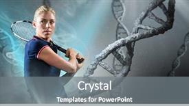  Presentation with blue lights - Audience pleasing presentation design consisting of tennis player with grey dna backdrop and a gray colored foreground