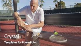  Presentation with leg pain - PPT theme consisting of tennis player with leg pain background and a tawny brown colored foreground