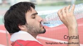  Presentation with tennis - Cool new PPT layouts with men exercise hydration - tennis player backdrop and a coral colored foreground