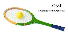  Presentation with tennis - Presentation theme consisting of tennis racket and ball isolated background and a  colored foreground