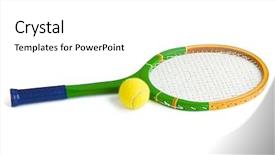  Presentation with badminton ball shuttlecock racket - Presentation theme having tennis racket and ball isolated background and a white colored foreground