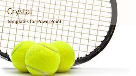  Presentation with tennis - Audience pleasing presentation theme consisting of tennis racket and ball backdrop and a cream colored foreground