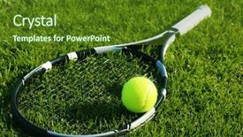  Presentation with court - Slides having tennis racket and ball background and a tawny brown colored foreground