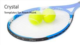  Presentation with badminton ball shuttlecock racket - Slide deck with tennis racket and balls isolated background and a white colored foreground