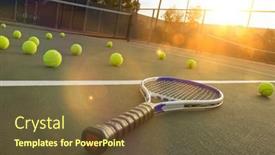  Presentation with tennis - Beautiful slide deck featuring tennis-racket-and-balls backdrop and a tawny brown colored foreground