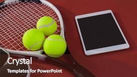  Presentation with tennis shoes - Amazing theme having tennis racket over maroon backdrop and a tawny brown colored foreground