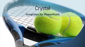  Presentation with tennis ball in the corner - Cool new theme with tennis racquet and two balls backdrop and a light blue colored foreground