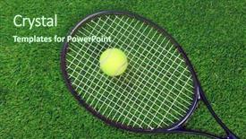  Presentation with tennis - Audience pleasing slide deck consisting of tennis raquet or racket backdrop and a forest green colored foreground