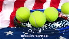  Presentation with american flag - Colorful PPT theme enhanced with tennis-raquete-with-new-tennis backdrop and a navy blue colored foreground