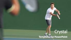  Presentation with professional tennis player athlete man - Slide deck featuring tennis serve player man serving background and a ocean colored foreground