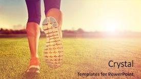  Presentation with tennis shoes - PPT theme having tennis shoes - athletic pair of legs background and a coral colored foreground