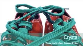  Presentation with tennis shoes - PPT layouts enhanced with tennis shoes - closeup of a pair background and a ocean colored foreground
