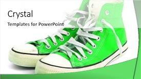  Presentation with tennis shoes - PPT layouts consisting of tennis shoes - green sneakers background and a white colored foreground