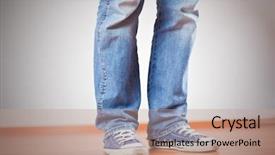  Presentation with tennis shoes - Colorful slides enhanced with tennis shoes - human foot with jeans backdrop and a coral colored foreground