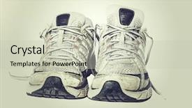  Presentation with tennis shoes - Audience pleasing slide set consisting of tennis shoes - old worn sneakers backdrop and a soft green colored foreground