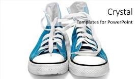  Presentation with tennis shoes - Slides having tennis shoes - pair of blue sneakers isolated background and a white colored foreground