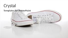 Presentation with sneakers - Colorful slides enhanced with tennis shoes - pair of white retro sneakers backdrop and a white colored foreground