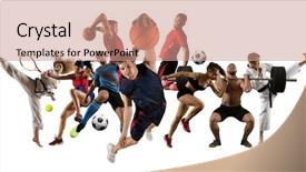  Presentation with basketball collage - Presentation theme featuring tennis soccer basketball football judo background and a coral colored foreground